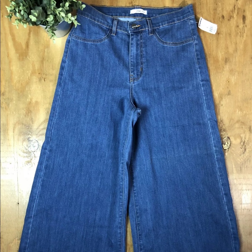 Pink Ice Women's Wide Leg Coluttes Denim Jeans